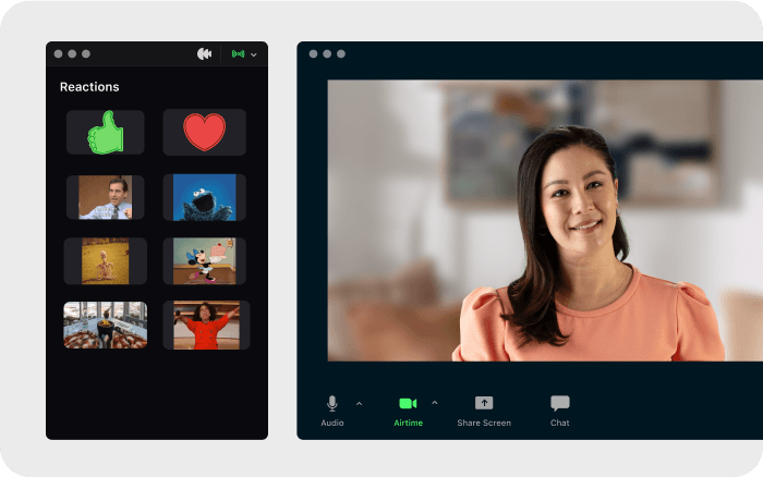Airtime camera docked on the side of meeting UI